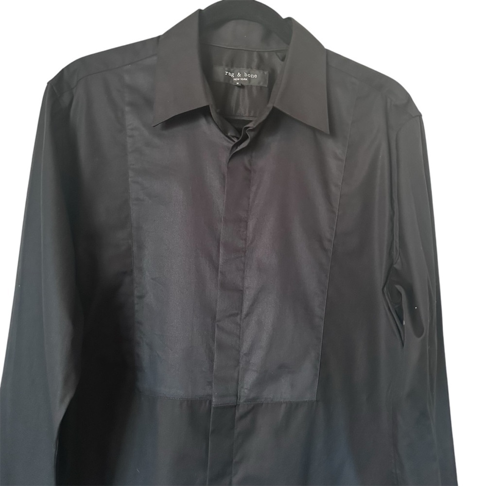Rag & Bone Long Sleeve Black Button Down Shirt Collared Sz Medium - Picture 2 of 10